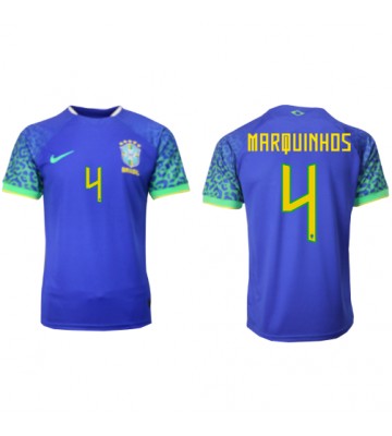 Brasilien Marquinhos #4 Udebanetrøje VM 2022 Kort ærmer